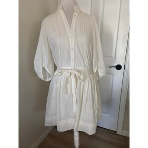 Diane Von Fustenberg Aveena Shirt Dress White Size 10 Short Mini